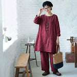 S～5XL 綿麻 刺繍ワンピース