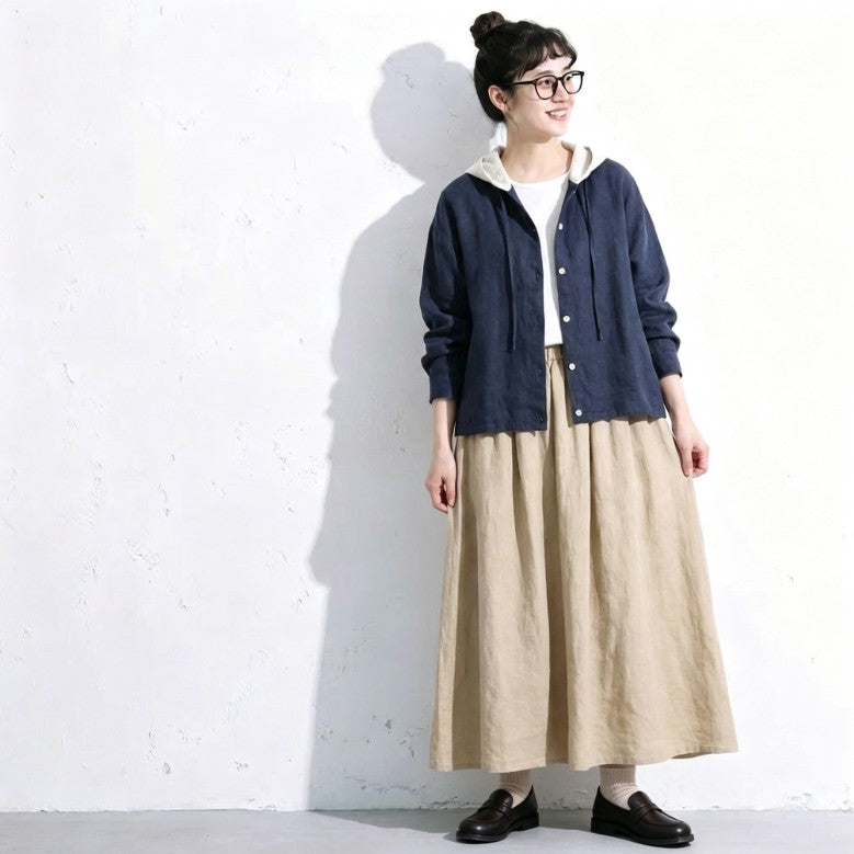フード付きシャツ×フレアスカート セットアップ・単品