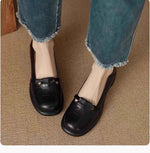 ラウンドトゥ キック ローヒールパンプス