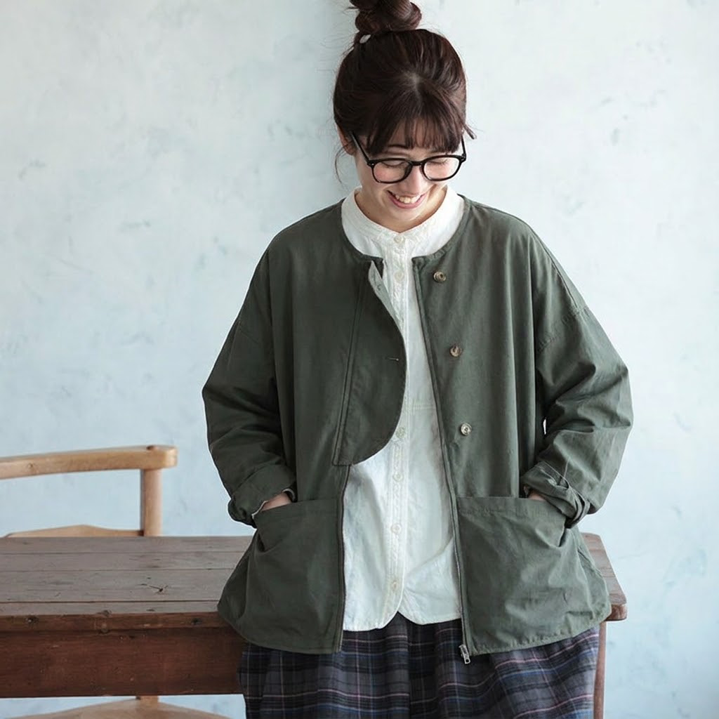 無地 長袖 ファスナー ジャケット