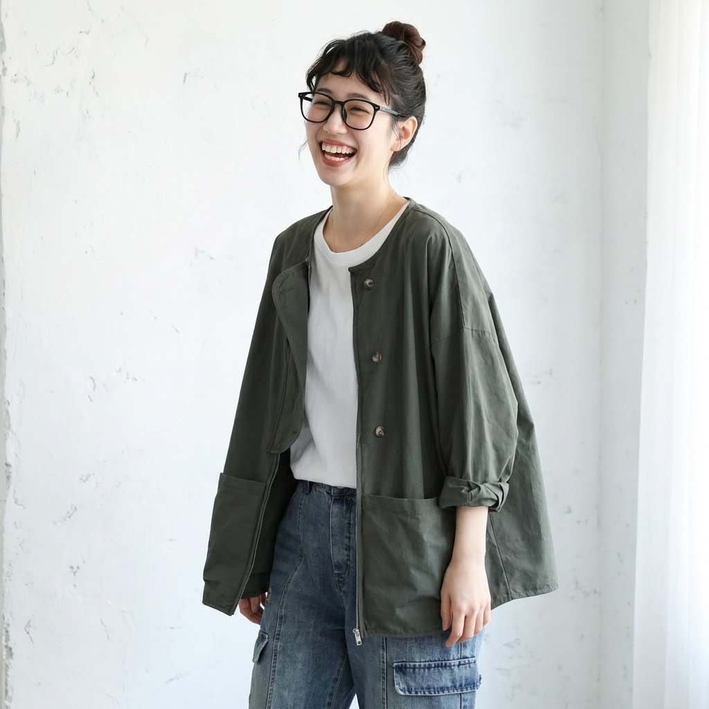 無地 長袖 ファスナー ジャケット