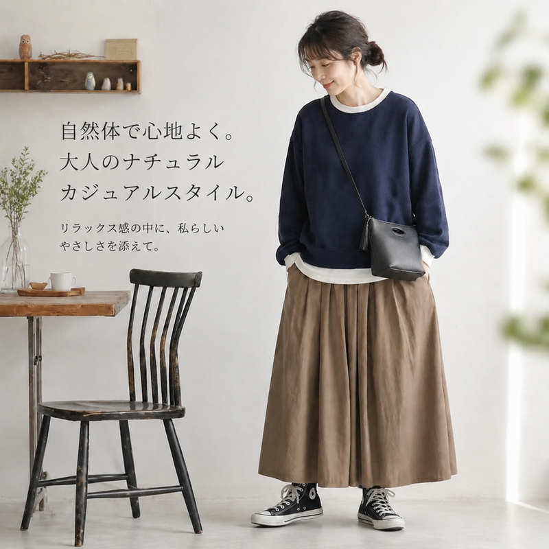 プリーツ 無地 ランタンスリーブ 配色 長袖 スカートセット
