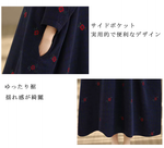 プリント Aライン スタンドネック レトロ ワンピース