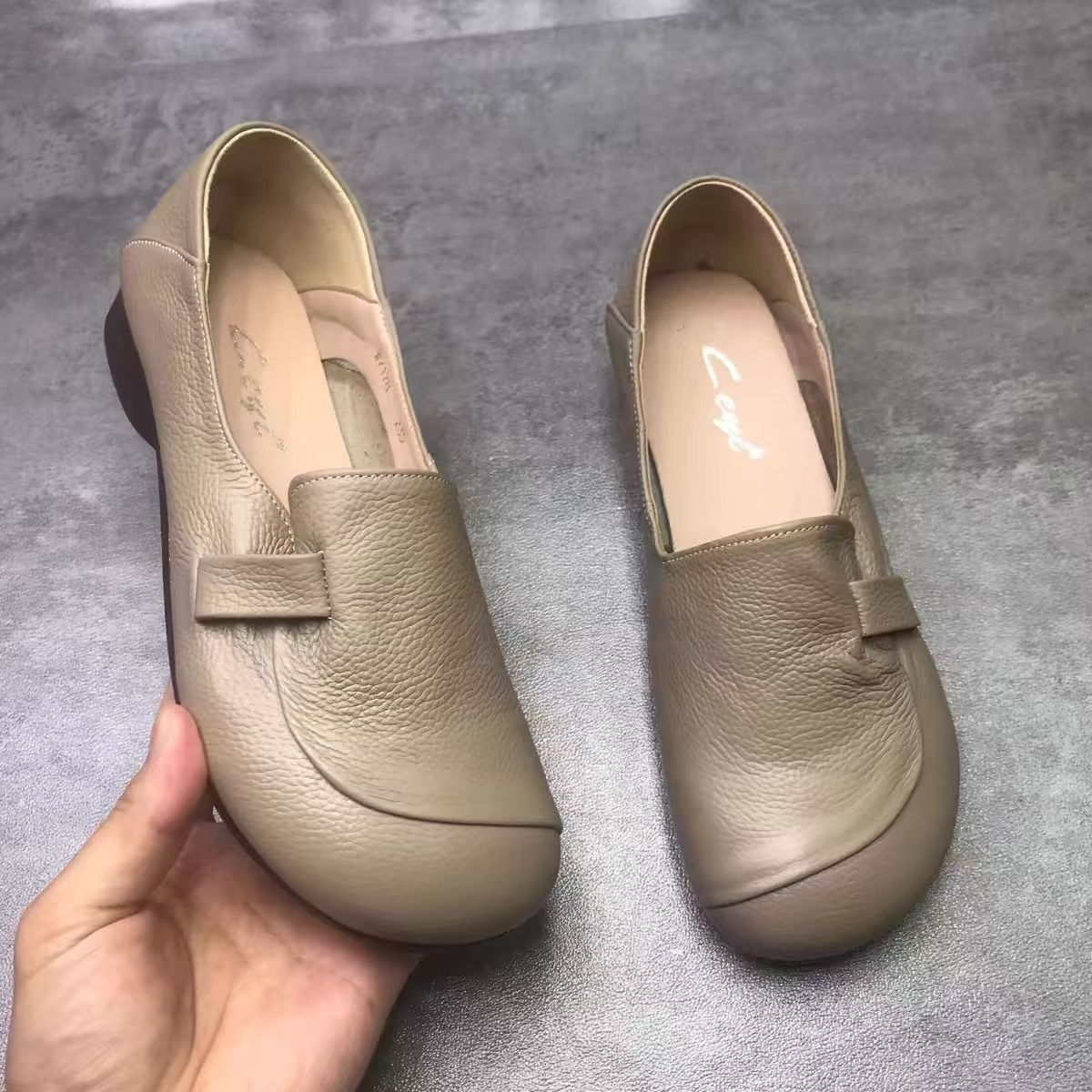無地 フラットヒール キック ローファー