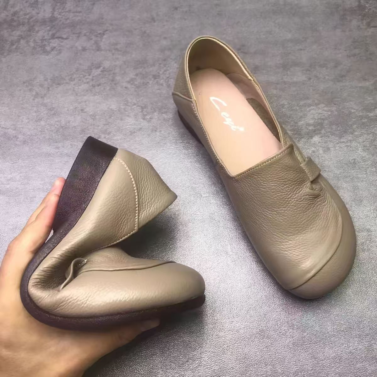 無地 フラットヒール キック ローファー
