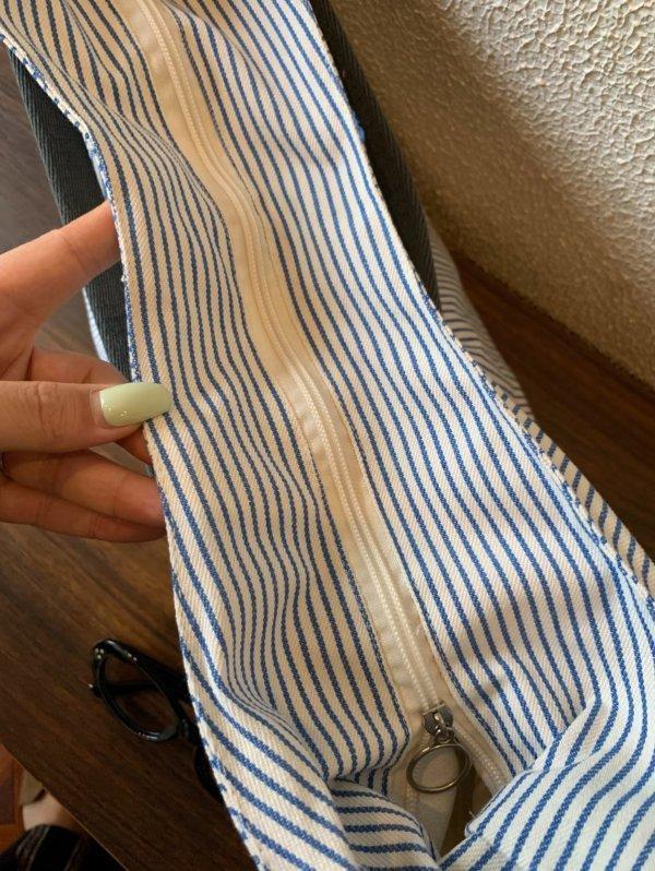 ストライプ柄 カラーミックス 大容量 トートバッグ