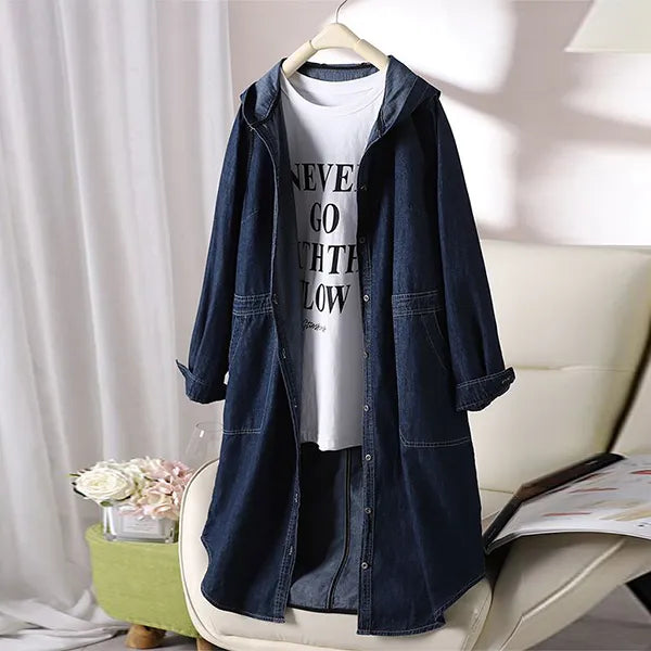 S～4XL くったり風合い ミディアムデニムパーカー