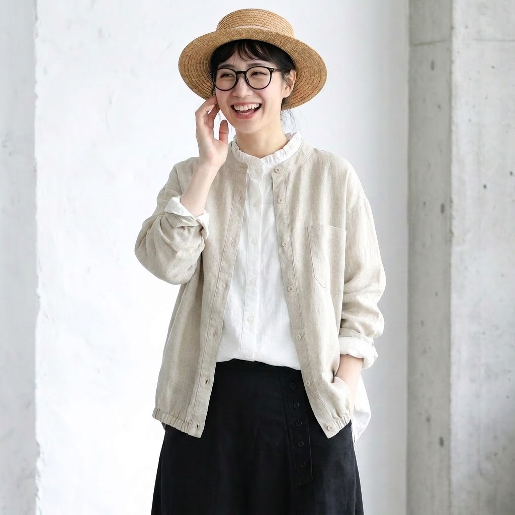 綿麻 さらりとした肌触り 軽い羽織りもの