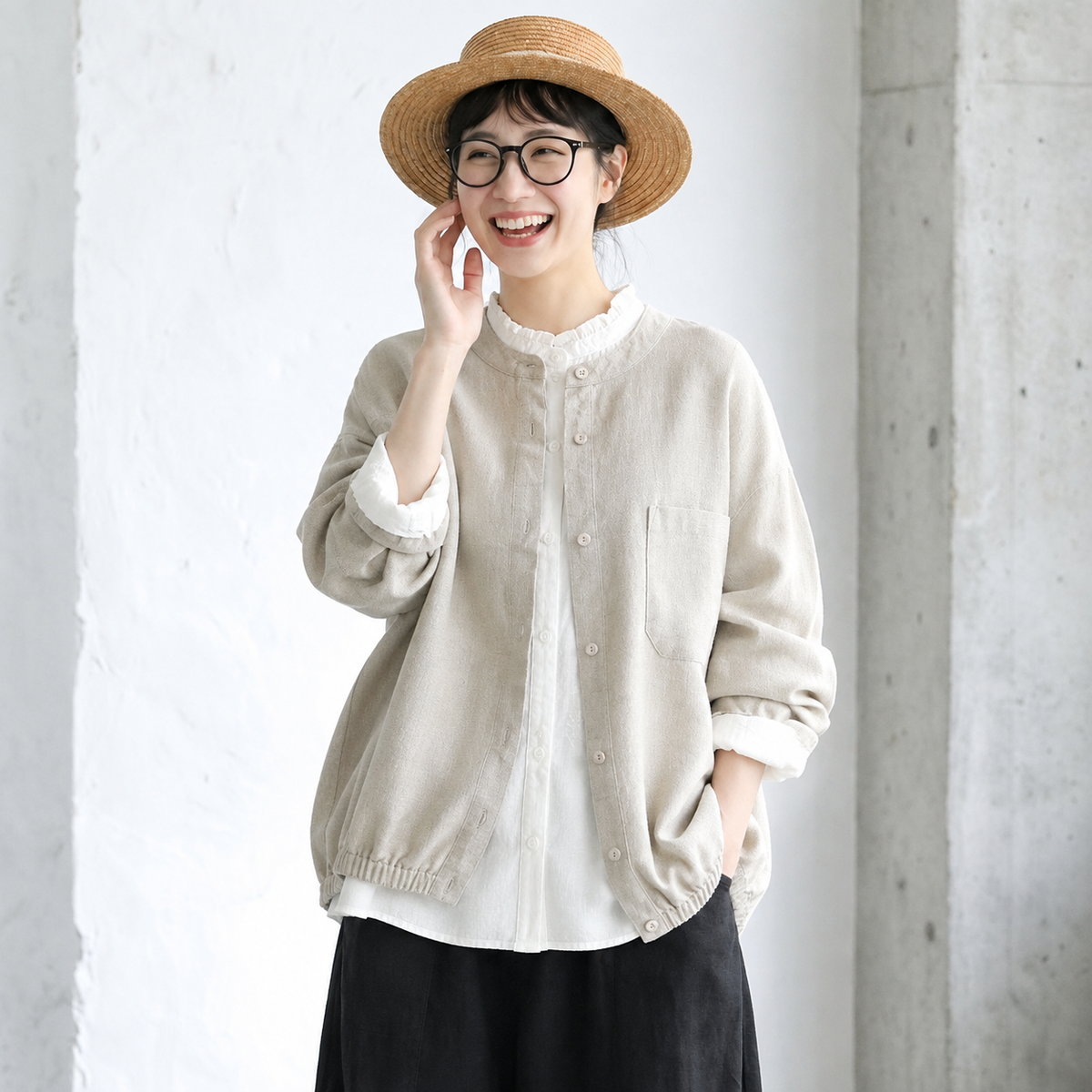 綿麻 さらりとした肌触り 軽い羽織りもの
