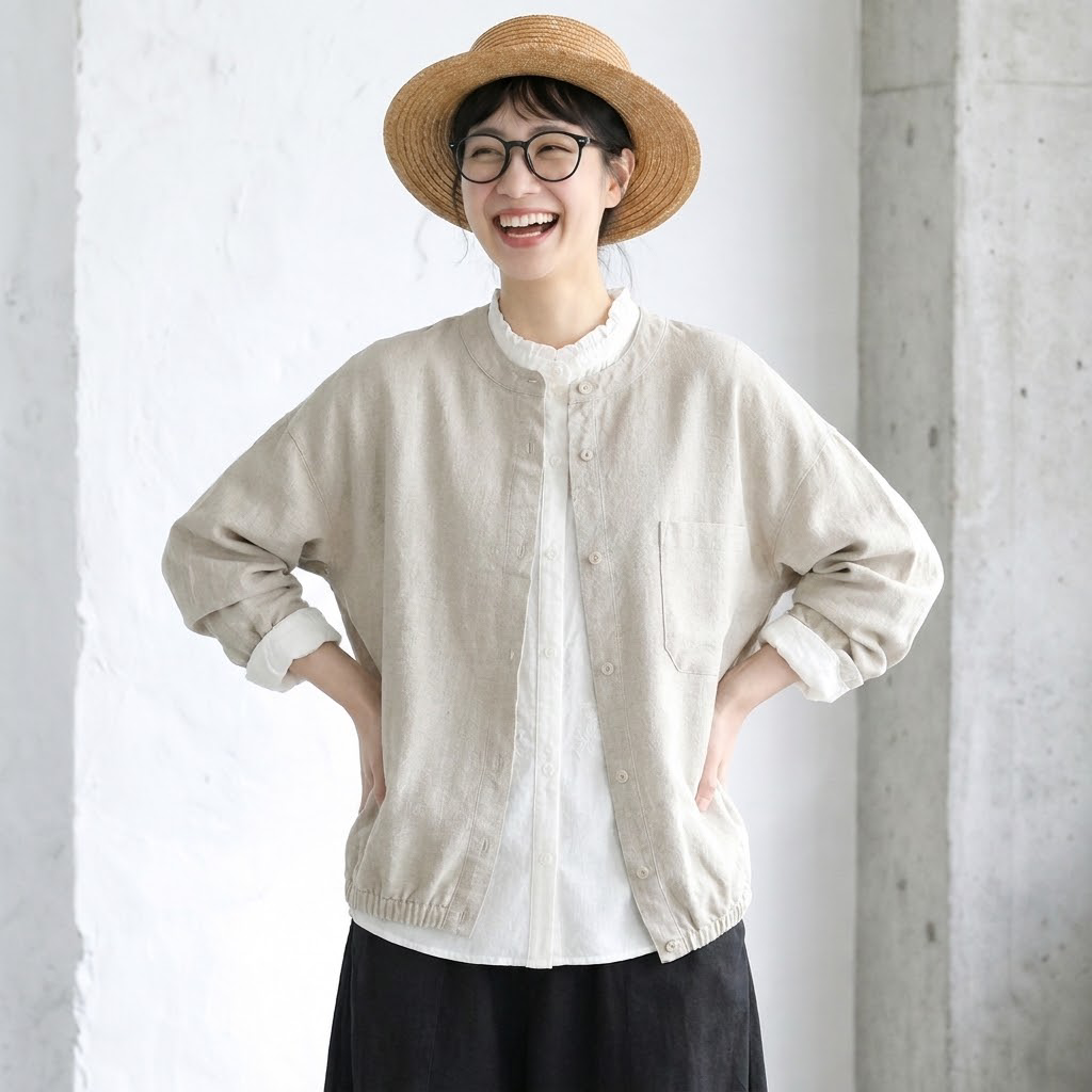 綿麻 さらりとした肌触り 軽い羽織りもの