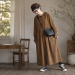 L～4XL フリル袖 長袖 無地 レトロ ワンピース
