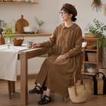 L～4XL フリル袖 長袖 無地 レトロ ワンピース