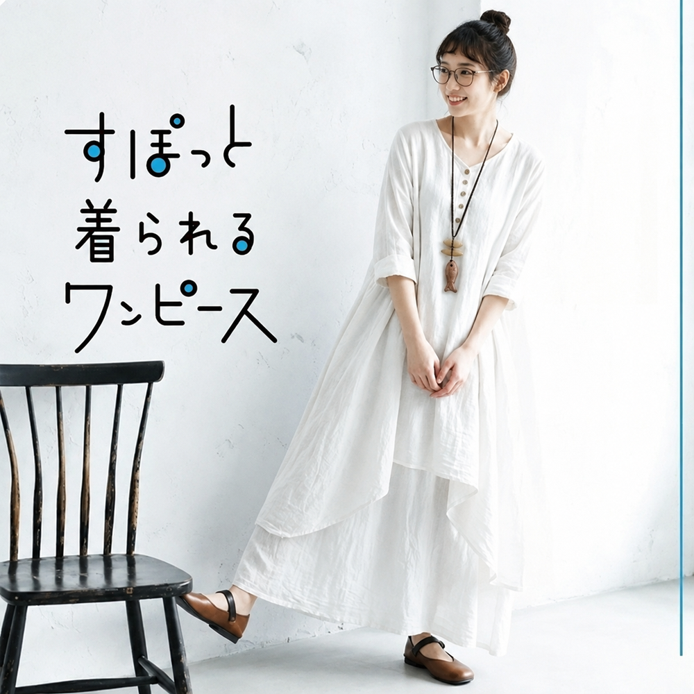 S～5XL ボタン 無地 Aライン 長袖／半袖 半袖ワンピース