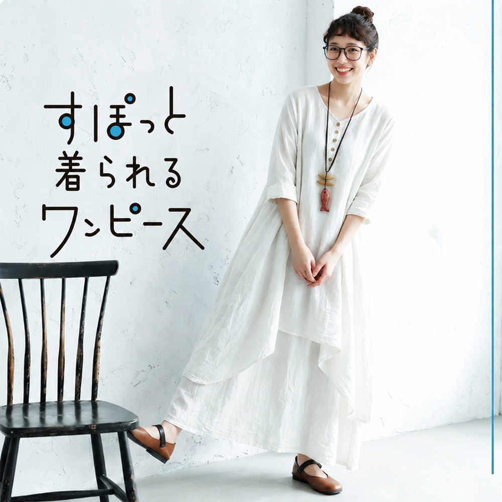 S～5XL ボタン 無地 Aライン 長袖／半袖 半袖ワンピース