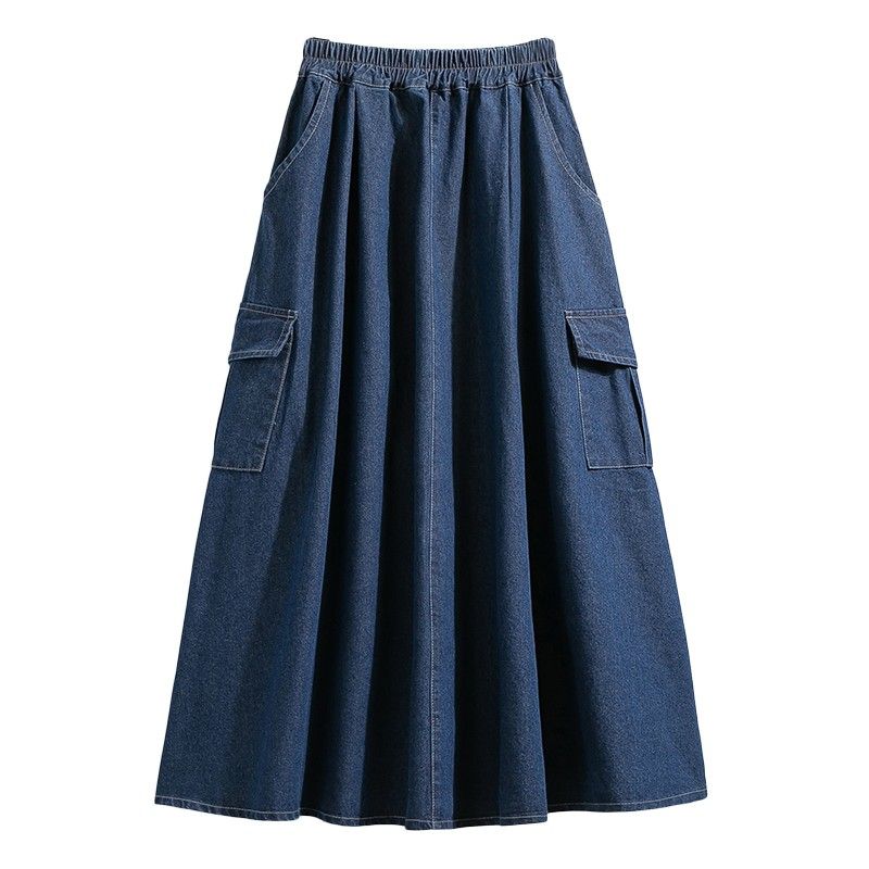 コットン M-5XL 心地よい Aライン ポケット付き 無地 スカート