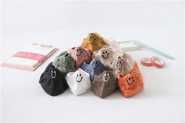 大流行 笑顔 刺繍 無地 ソックス