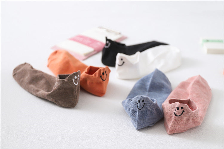 大流行 笑顔 刺繍 無地 ソックス