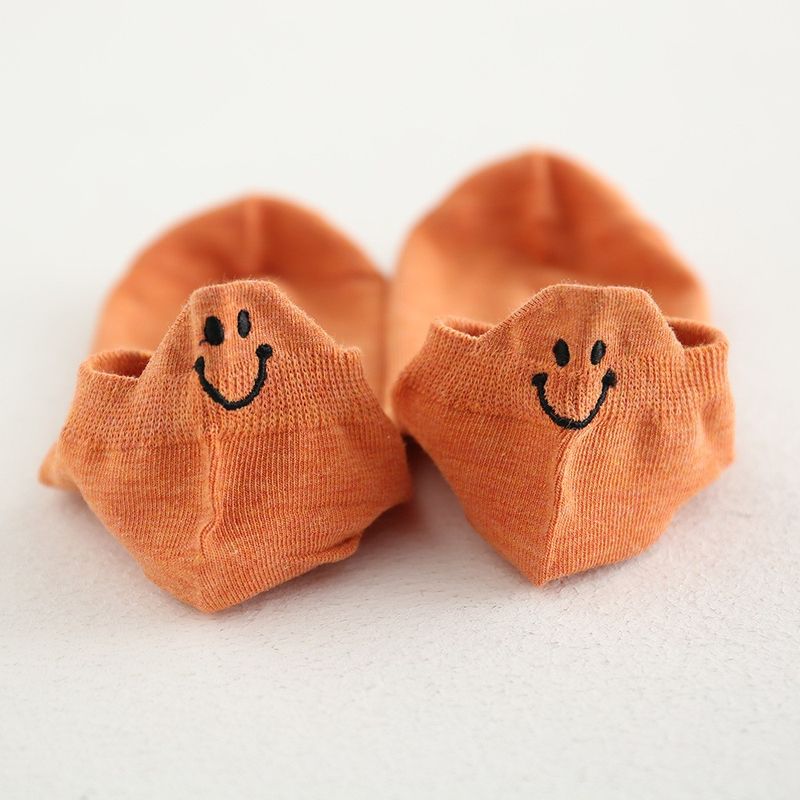 大流行 笑顔 刺繍 無地 ソックス