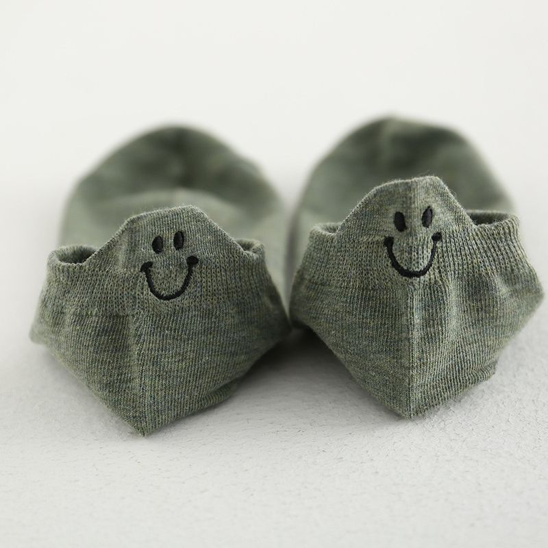 大流行 笑顔 刺繍 無地 ソックス