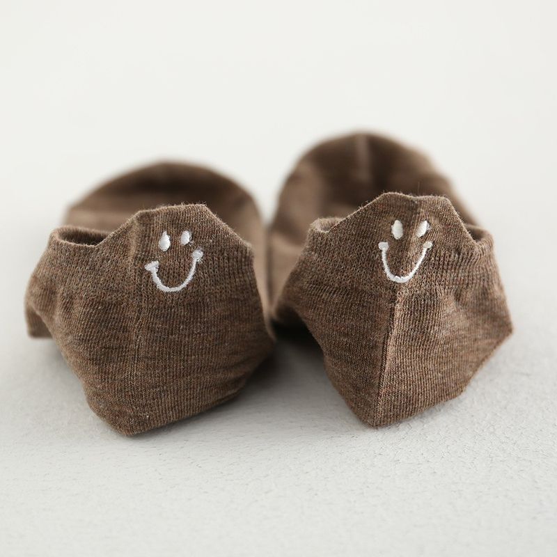 大流行 笑顔 刺繍 無地 ソックス