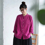 M～4XL 綿麻ブラウス