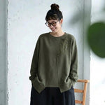 L～5XL ボタンデザイン アシンメトリー パーカー