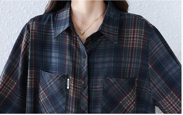 L～5XL チェック柄 オーバーサイズシャツ