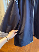 M～4XL ドロップショルダー 長袖 無地 配色 ジャケット