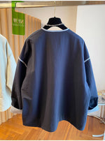 M～4XL ドロップショルダー 長袖 無地 配色 ジャケット