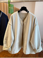 M～4XL ドロップショルダー 長袖 無地 配色 ジャケット