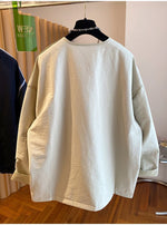 M～4XL ドロップショルダー 長袖 無地 配色 ジャケット