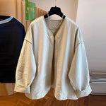 M～4XL ドロップショルダー 長袖 無地 配色 ジャケット