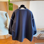 M～4XL ドロップショルダー 長袖 無地 配色 ジャケット