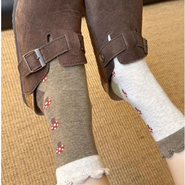 ボタニカル柄 切り替え プリント ソックス