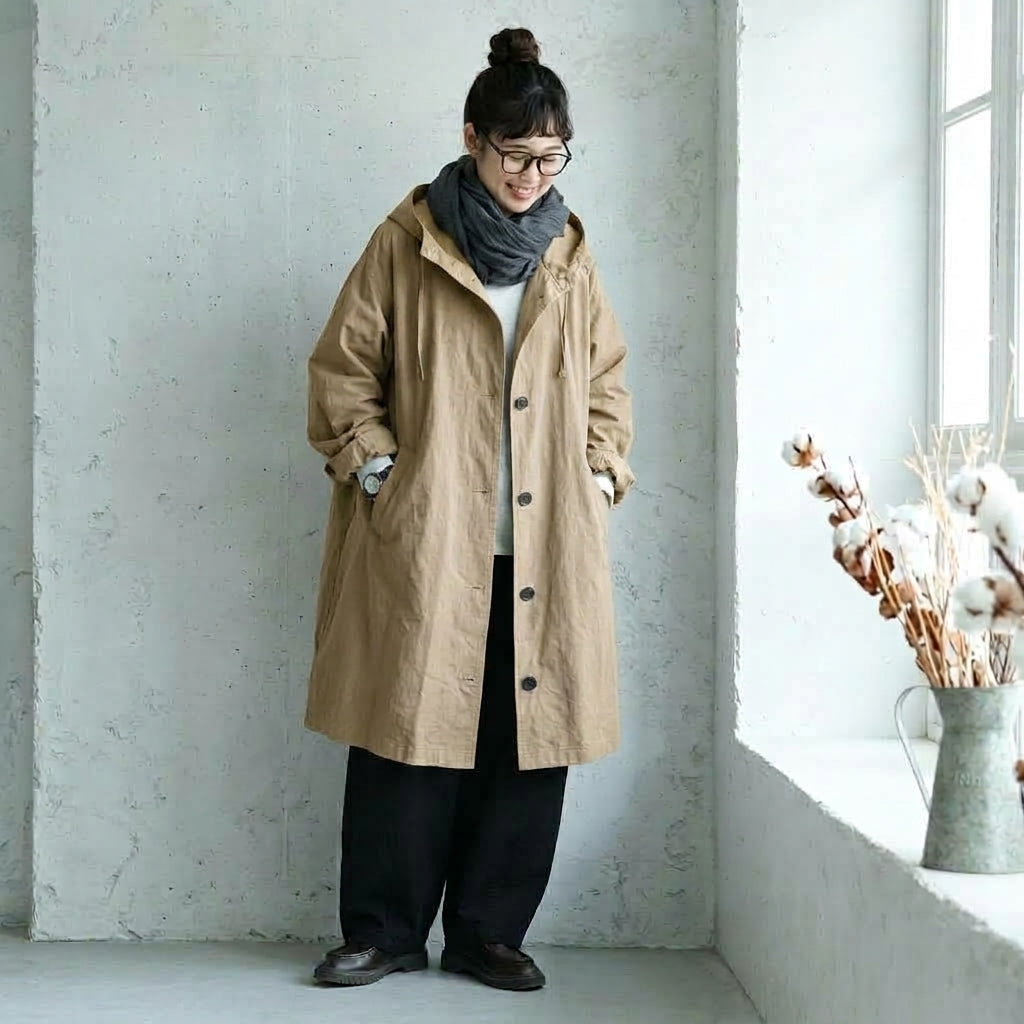 S～5XL ミディアムトレンチコート