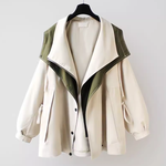 M～4XL 重ね着風 フード付き 配色 ジャケット