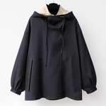 M～4XL 重ね着風 フード付き 配色 ジャケット