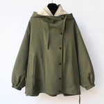 M～4XL 重ね着風 フード付き 配色 ジャケット