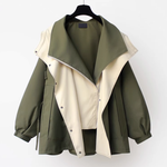 M～4XL 重ね着風 フード付き 配色 ジャケット