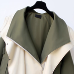M～4XL 重ね着風 フード付き 配色 ジャケット