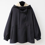 M～4XL 重ね着風 フード付き 配色 ジャケット
