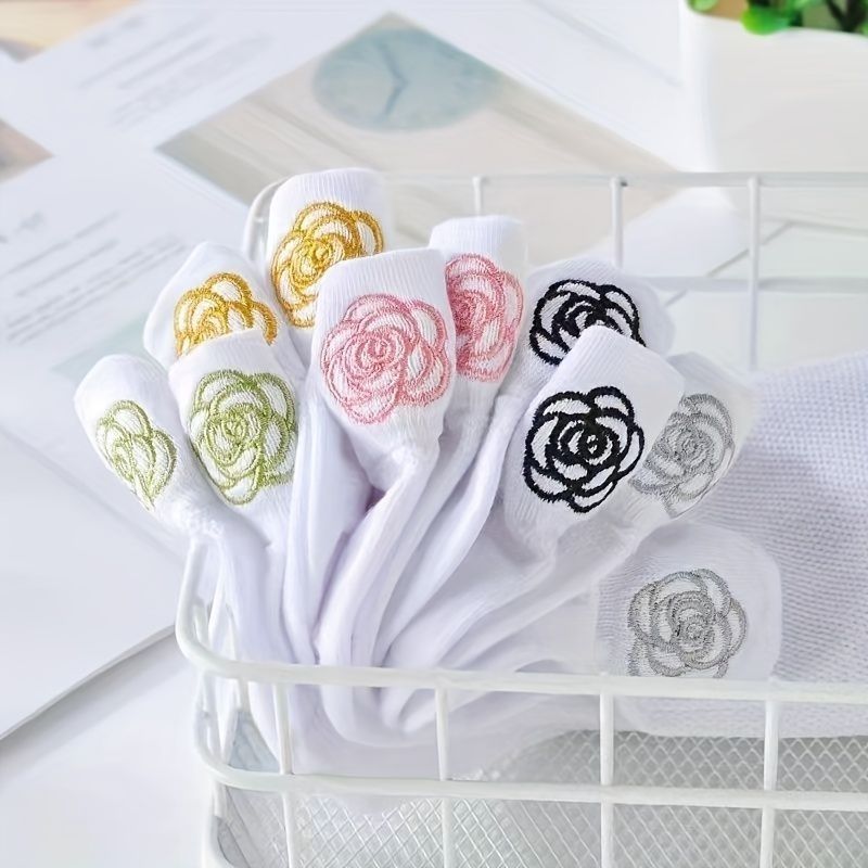 刺繍 犬 花模様 汗吸収 高通気 ソックス