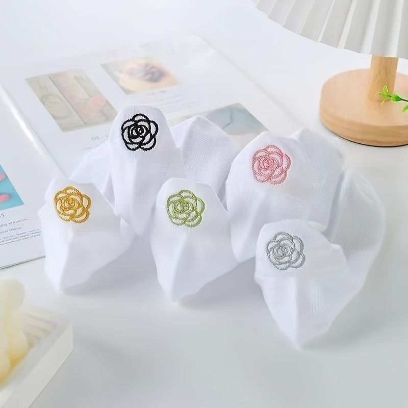刺繍 犬 花模様 汗吸収 高通気 ソックス
