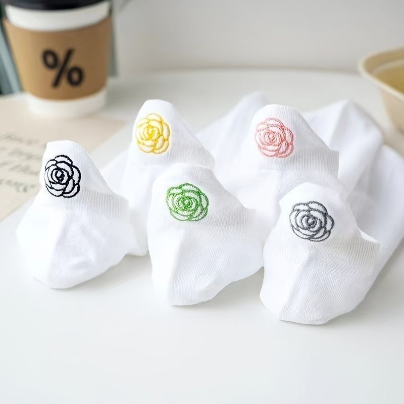 刺繍 犬 花模様 汗吸収 高通気 ソックス