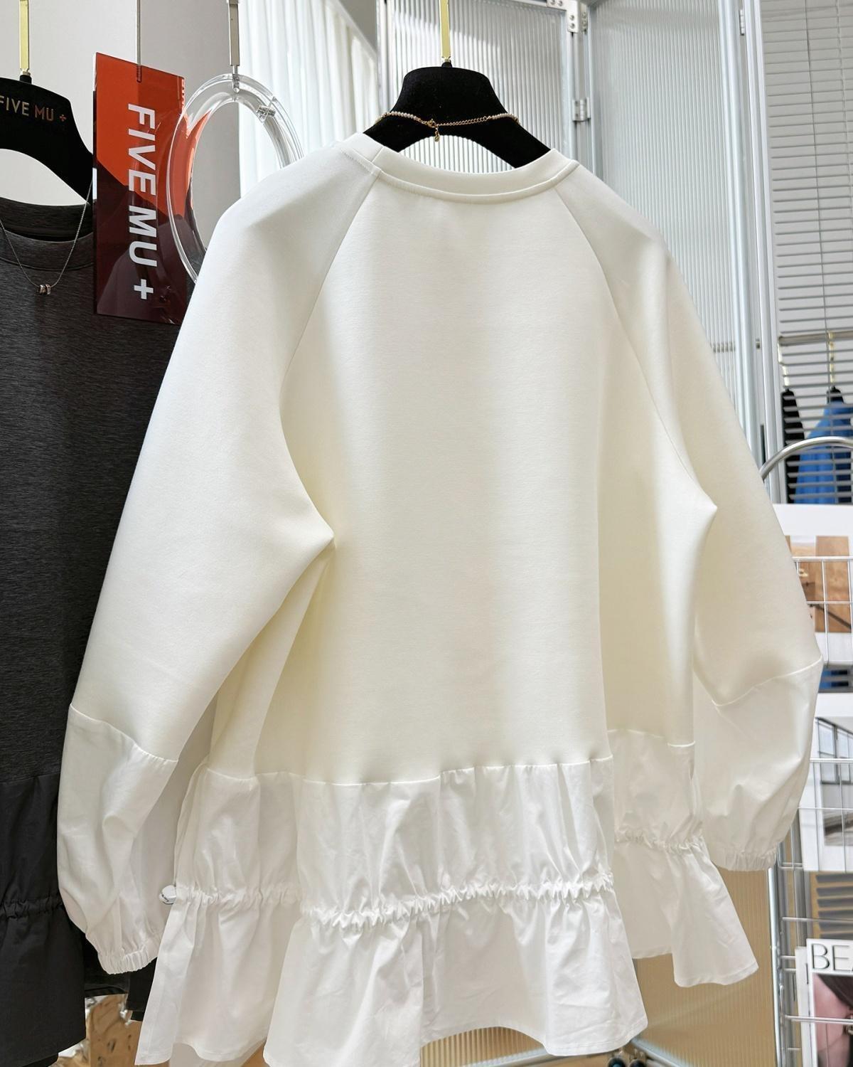 M～4XL 長袖 無地 切り替え ランタンスリーブ パーカー