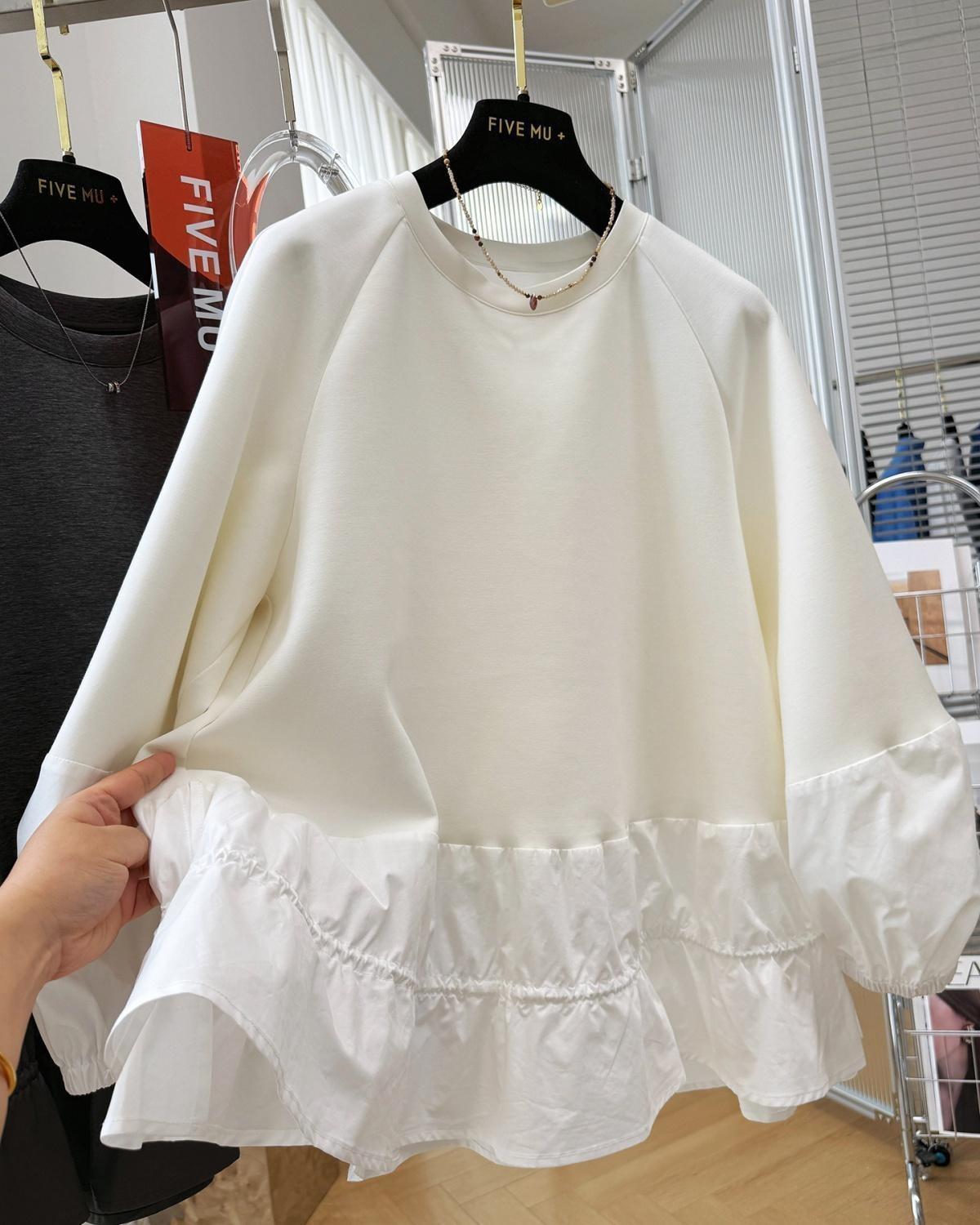 M～4XL 長袖 無地 切り替え ランタンスリーブ パーカー