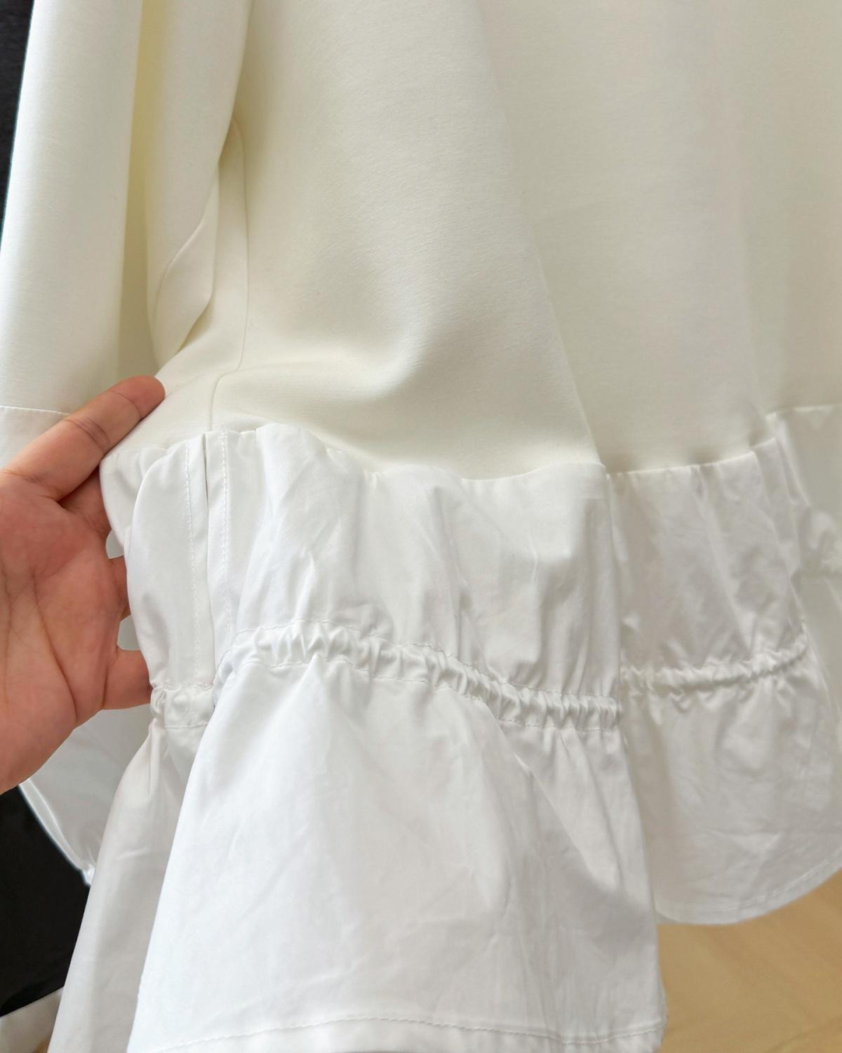 M～4XL 長袖 無地 切り替え ランタンスリーブ パーカー