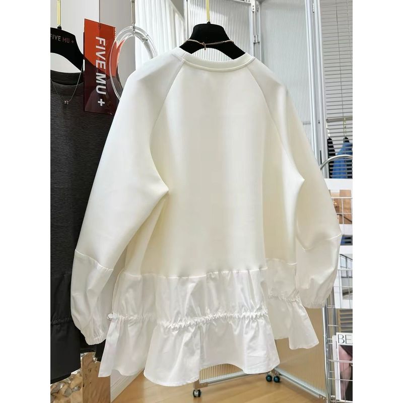 M～4XL 長袖 無地 切り替え ランタンスリーブ パーカー