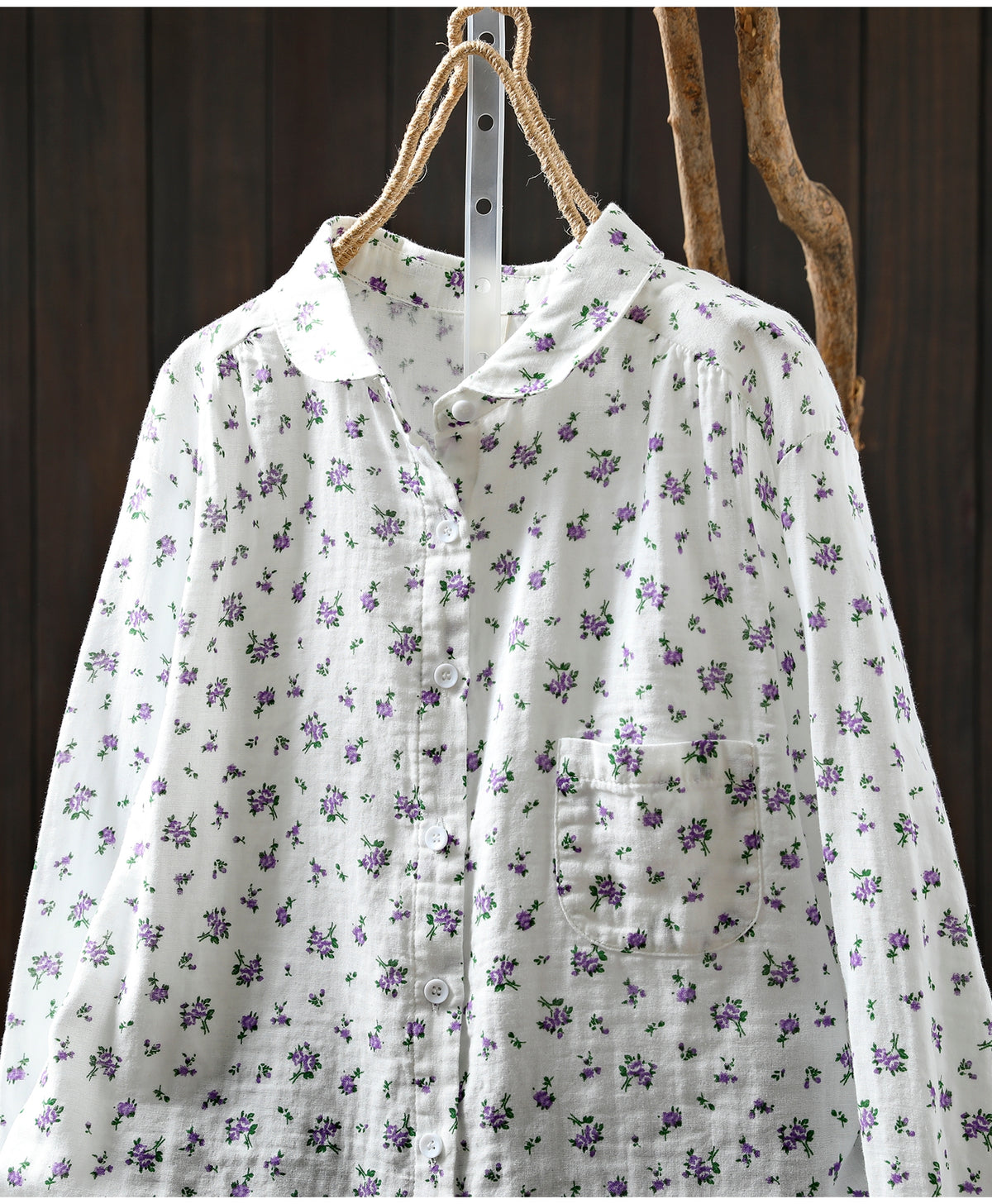 ダブルガーゼ いつもの服に 花を咲かせるブラウス