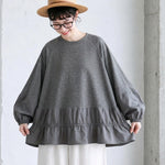 M～4XL 長袖 無地 切り替え ランタンスリーブ パーカー